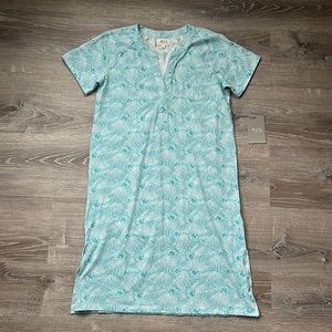 WVN FOR YOU Organic Cotton Teal Seashell Print Reef Waters Anya Shirt Dress NWT